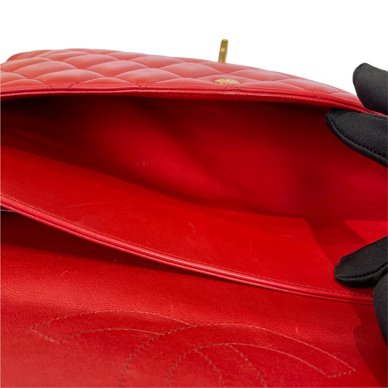 Double Flap Maxi Lambskin Red GHW