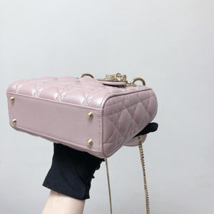 Mini Lady Dior Bag In Baby Pearly Pink with Champaign Hardware