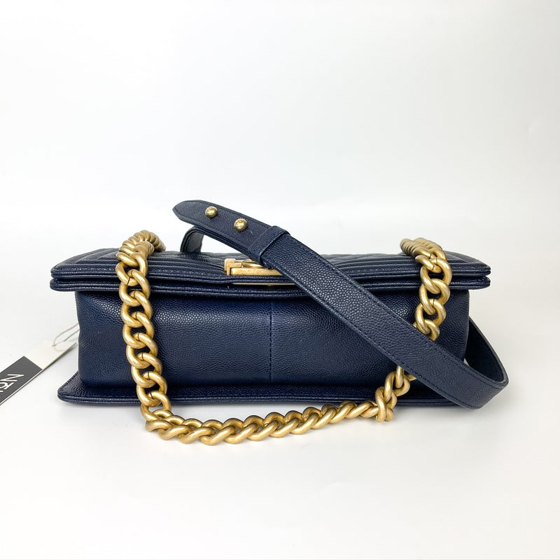 Navy Blue Old Medium Caviar Le Boy with GHW