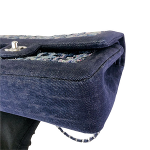 Tweed/Denim Medium Classic Flap Blue