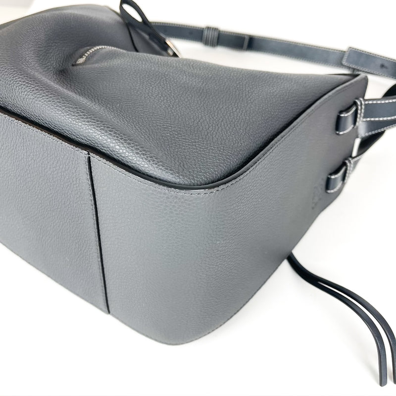 Grained Calfskin Small Hammock Shoulder Bag Grey