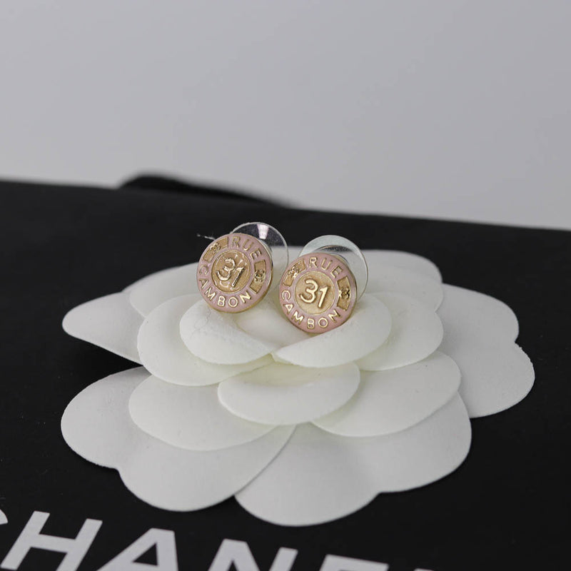 Pink Button Stud Earrings