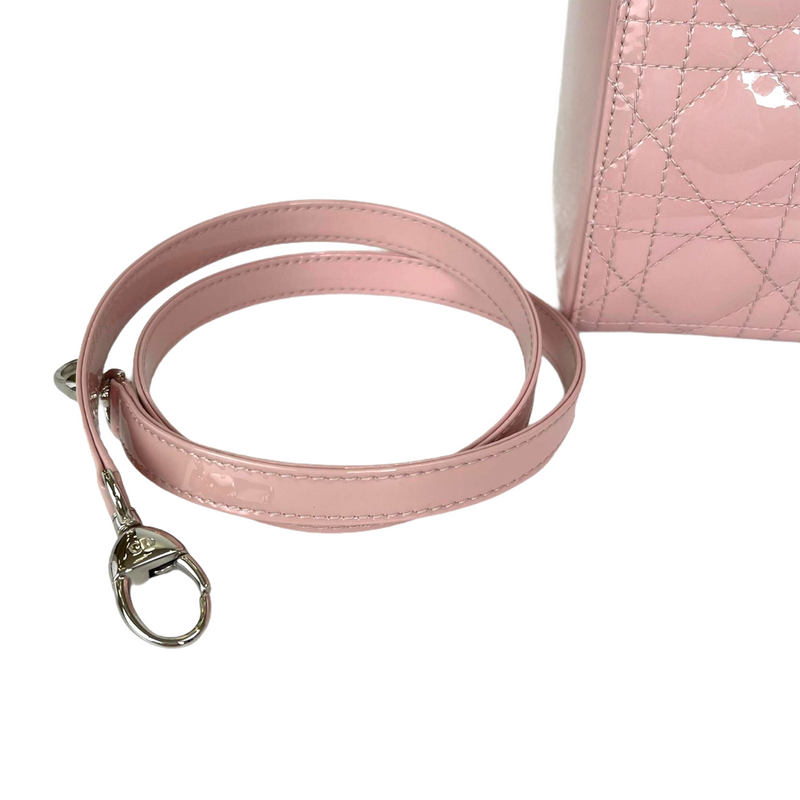 Lady Dior Large Patent Quilted in Pink with SHW