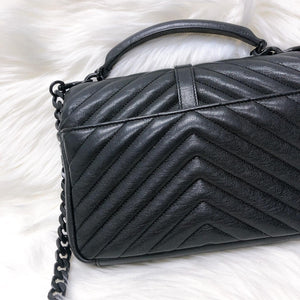 Medium College Leather Bag Black
