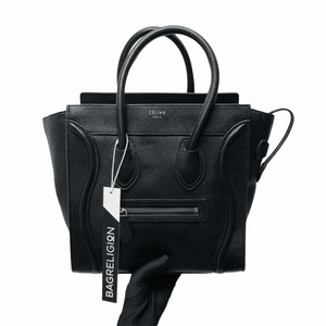 Mini Luggage in Black Leather with Silver Hardware