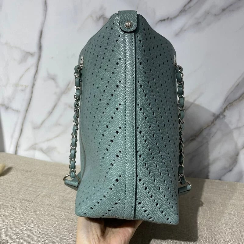 Large Perforated Shopping Tote Green SHW