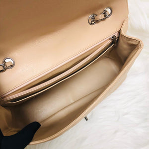 Single Flap Jumbo in Beige Caviar with SHW
