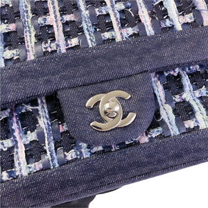 Tweed/Denim Medium Classic Flap Blue