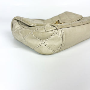 Calfskin Quilted Medium Wild Stitch Flap Beige