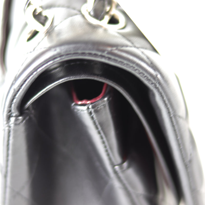 Jumbo Double Flap in Black Lambskin with SHW