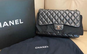 Jumbo Single Flap in Black Lambskin with SHW