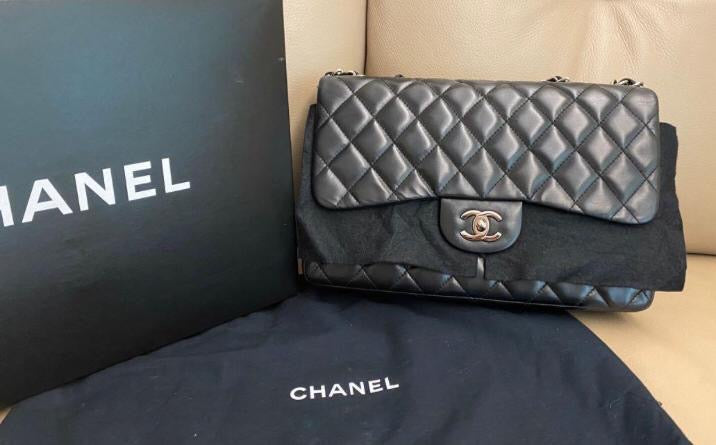 Jumbo Single Flap in Black Lambskin with SHW
