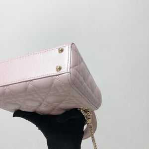 Mini Lady Dior Bag In Baby Pearly Pink with Champaign Hardware