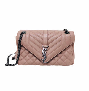 Grain de Poudre Envelope Mixed Matelassé Tri-Quilt Small Monogram Bag in Pink