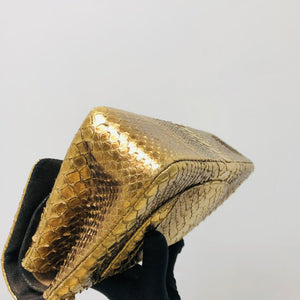 Classic Double Flap Gold M/L Python Bag with RHW