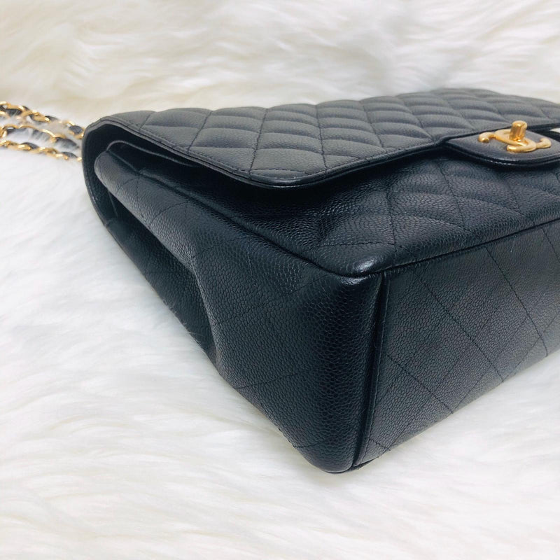 Classic Double Flap Caviar Leather Maxi Black GHW