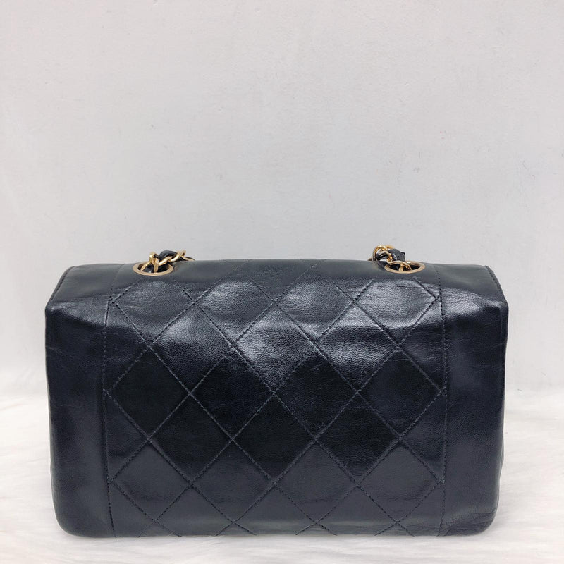 Small Classic Diana flap Black Lambskin GHW
