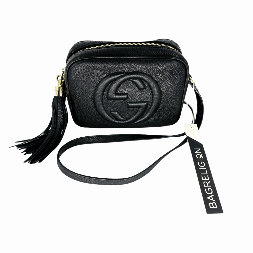 Soho small leather disco bag in black