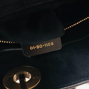 Lady Dior Bag Cannage Lambskin Leather Medium Black with Embellished Strap