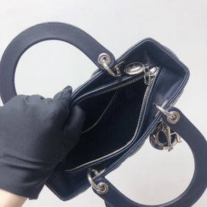 Cannage Lambskin Lady Dior Medium Dark Blue