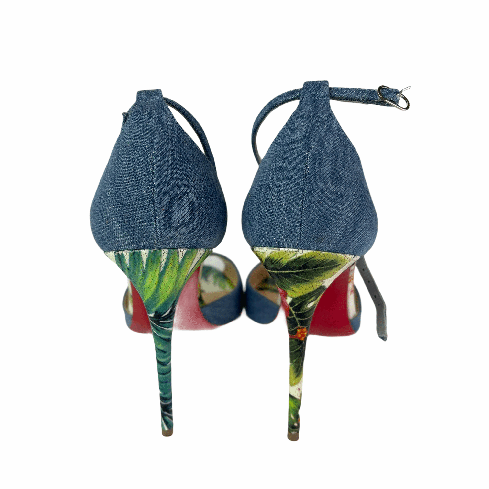 CHRISTIAN LOUBOUTIN Senora 100 T-Strap Sandal 39 Denim – Bag Religion