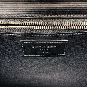 Envelope Large Bag in Croc Embossed Black Leather SHW