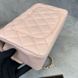 Mini Rectangle Lambskin Pink GHW