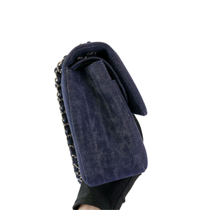 Tweed/Denim Medium Classic Flap Blue