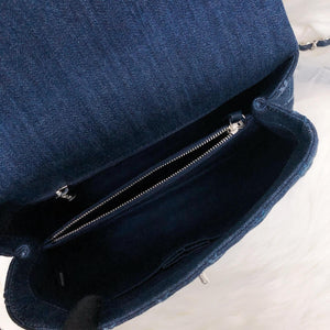Blue Denim Quilted Medium Coco Handle Flap