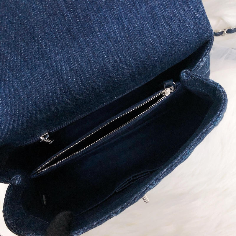 Blue Denim Quilted Medium Coco Handle Flap