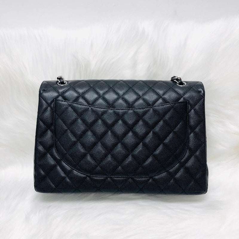 Classic Single Flap Maxi in Black Caviar Leather with SHW