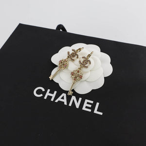Dangling CC Key Piercing Earrings