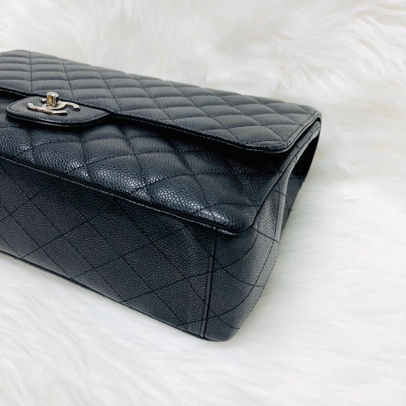 Classic Single Flap Maxi in Black Caviar Leather with SHW