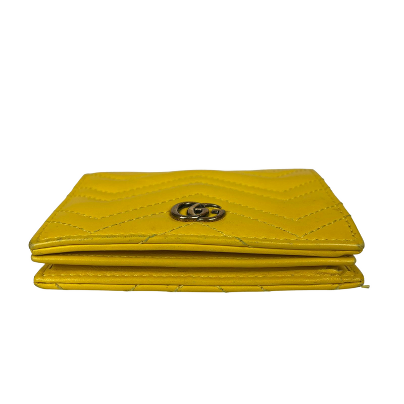 GG Marmont Card Case Wallet in Yellow with GHW
