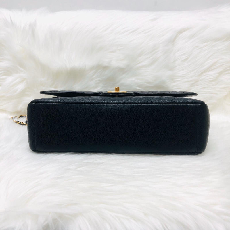 Classic Double Flap Caviar Leather Maxi Black GHW