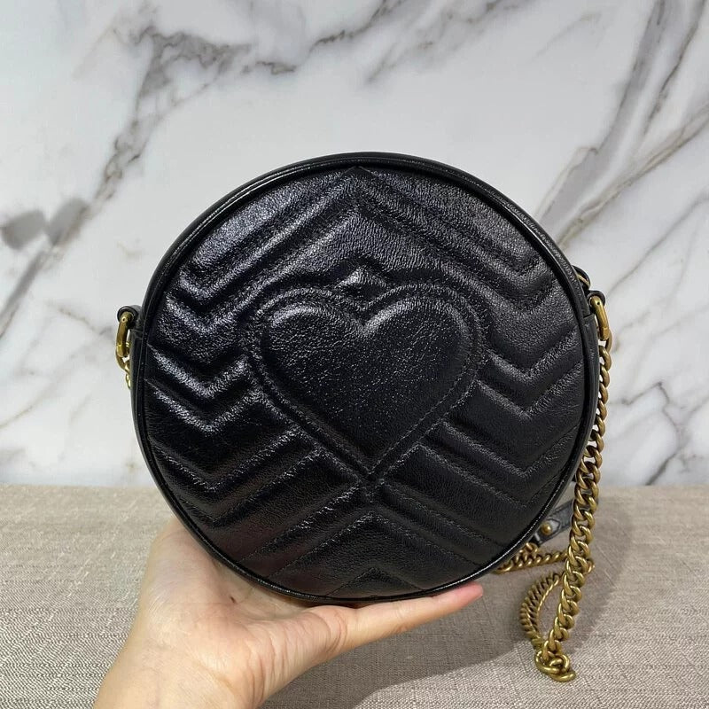 Leather Gg Marmont Round Shoulder Bag GG Marmont Circular Shoulder Bag