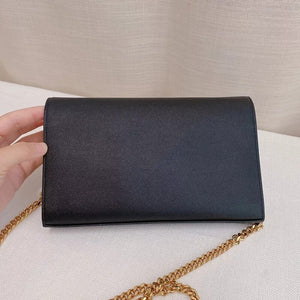 Stars Monogram Wallet on Chain Pebbled Leather Black GHW