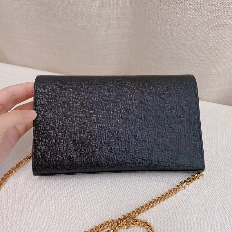 Stars Monogram Wallet on Chain Pebbled Leather Black GHW