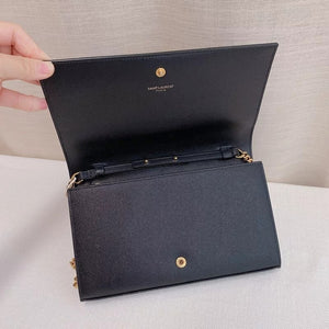 Stars Monogram Wallet on Chain Pebbled Leather Black GHW