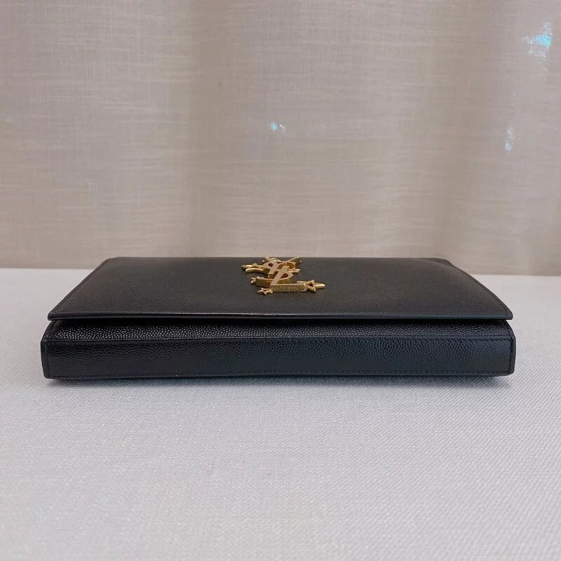 Stars Monogram Wallet on Chain Pebbled Leather Black GHW
