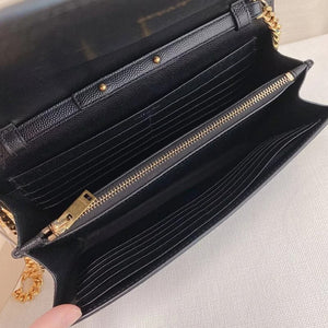 Stars Monogram Wallet on Chain Pebbled Leather Black GHW