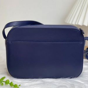 Camera Bag Leather Navy Blue