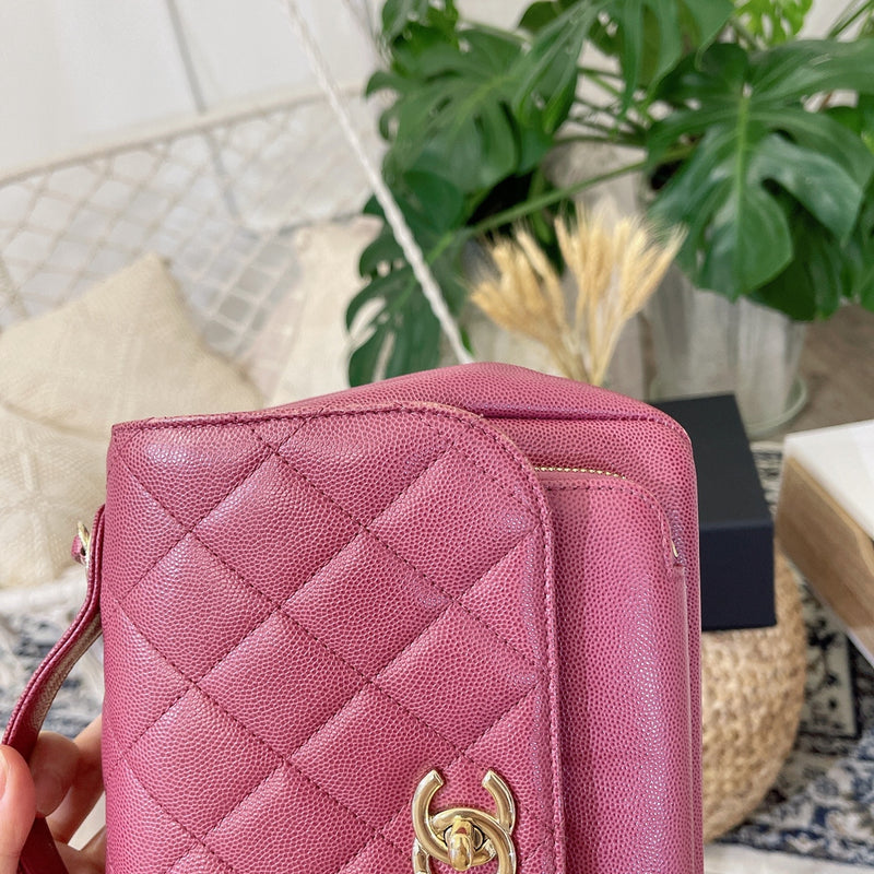 Business Affinity Flap Caviar Pink GHW