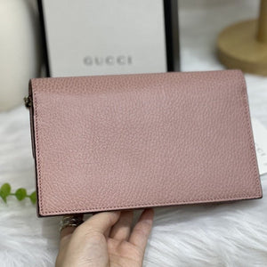 Interlocking G Wallet on Chain Leather Pink GHW