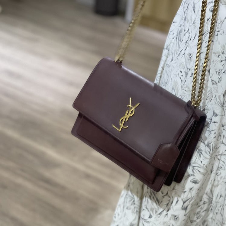 Medium Sunset Bag Burgundy GHW