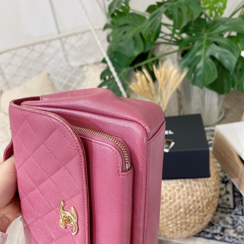 Business Affinity Flap Caviar Pink GHW