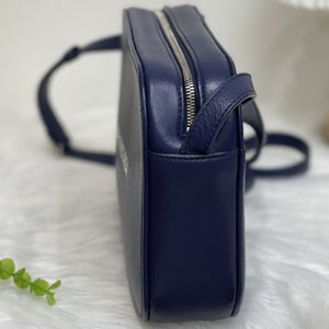 Camera Bag Leather Navy Blue