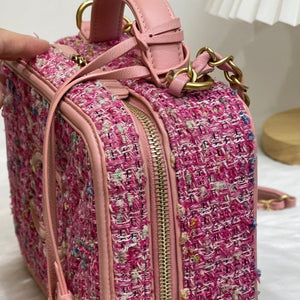 Filigree Vanity Case Medium Tweed Pink GHW