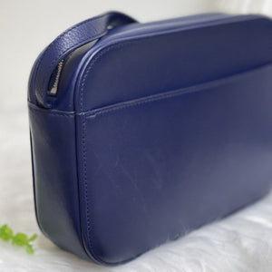 Camera Bag Leather Navy Blue