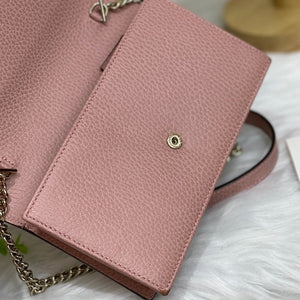 Interlocking G Wallet on Chain Leather Pink GHW